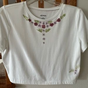 Flower Hand-Pounded Cropped T-Shirt